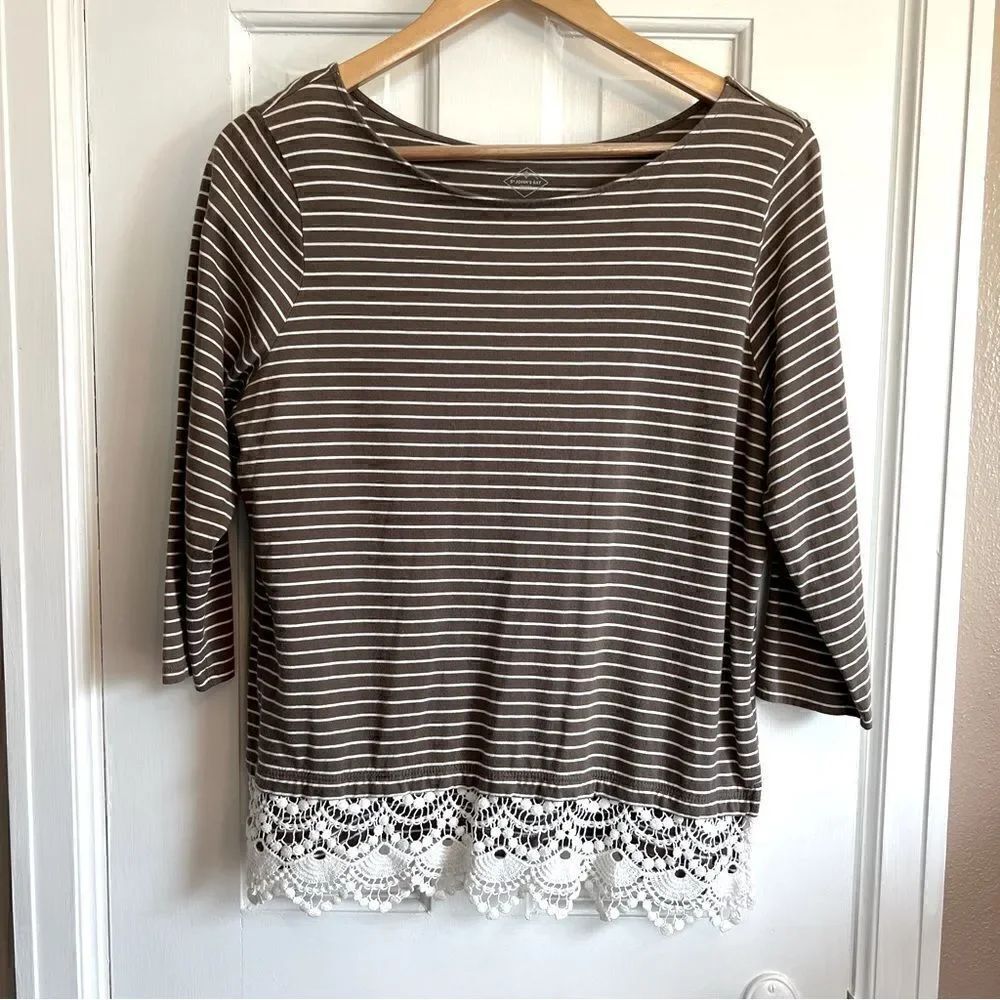 St John’s Bay Lace trimmed striped top